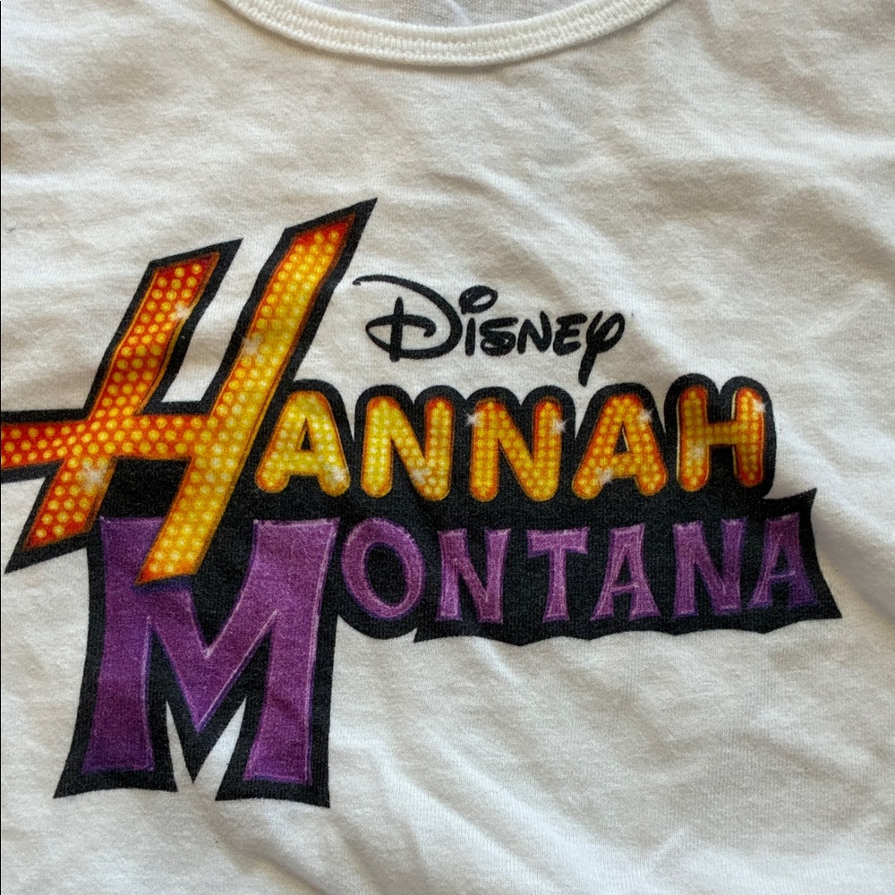 Disney Hannah Montana White Cut Off Crop Tank Top Size S - Picture 5 of 6